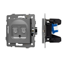 Arlight Механизм компьютерной розетки двойной SCT-MPC2-PL-GR-V (RJ-45, CAT6) (-)