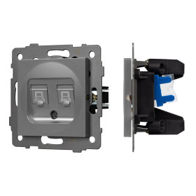 Arlight Механизм компьютерной розетки двойной SCT-MPC2-PL-GR-V (RJ-45, CAT6) (-)
