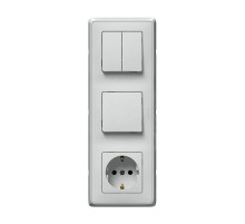 Legrand Cariva Бел Блок Выключатель 1-клав + Выключатель 2-х клав + Розетка с/з.