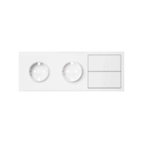 Simon 100 Белый матовый Кит 3 поста, фронт. Накладка на 2 розетки Schuko + 2 клавиши выключателей
