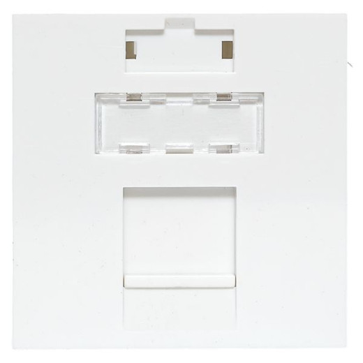 Вставка розеточная TERACOM PRO 45x45мм формат Mosaic на 1 модуль Keystone со шторкой и маркером белая