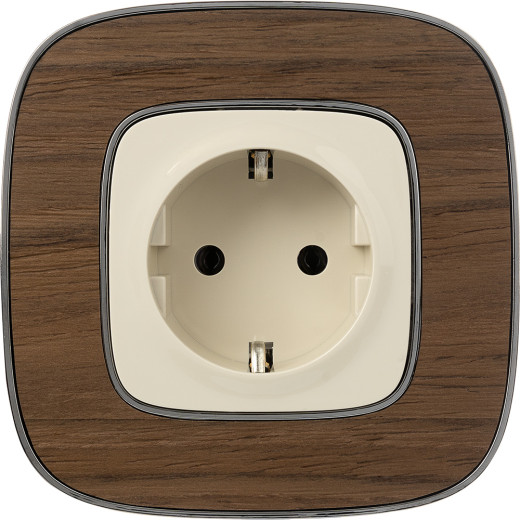 Valena ALLURE.Силовая розетка 2К+З 16А 250В с лицевой панелью.Безвинтовые зажимы.Слоновая кость