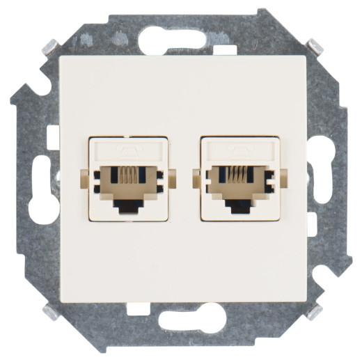 Simon 15 Бежевый Розетка телефонная 2-я RJ11, винт.заж.
