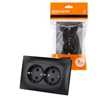 TDM Розетка двойная 2П+З 16А 250В графит 