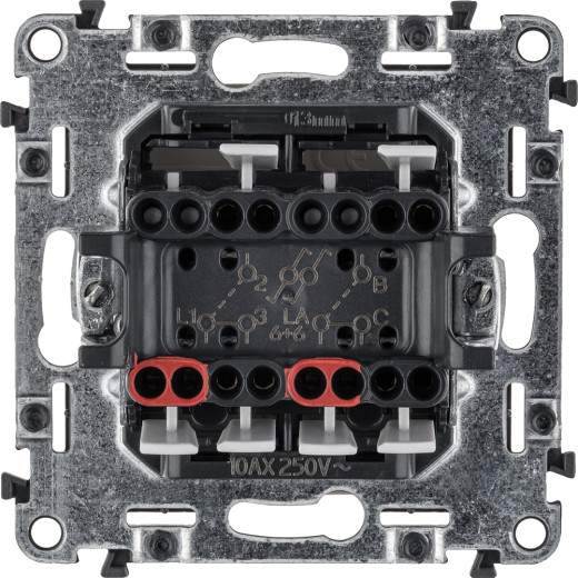 Valena LIFE.Переключатель двухклавишный 10А 250В с лицевой панелью.Безвинтовые зажимы.Слоновая кость