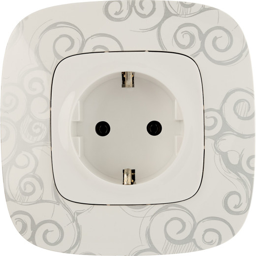 Valena ALLURE.Силовая розетка 2К+З 16А 250В с лицевой панелью.Безвинтовые зажимы.Белая