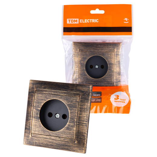 Розетка 2П 10А 250В  старинная бронза 