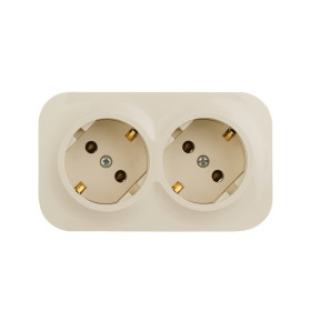 Legrand Quteo IP 20 Слоновая кость Розеточный блок с предварительным подключением 2 x 2К+З без шторок - 16 A - 250 В~.
