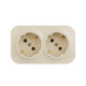 Розеточный блок двойной с заземлением - Legrand Quteo - с предварительным подключением без шторок IP20 16А 250В винтовые зажимы накладной монтаж - слоновая кость
