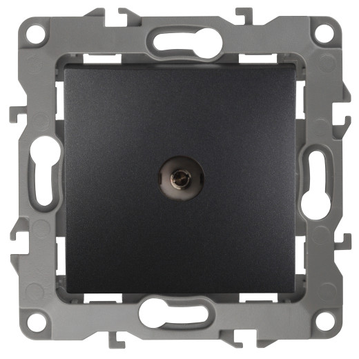 12-3102-05 ЭРА Розетка TV проходная, IP20, Эра12, антрацит (10/100/3200)