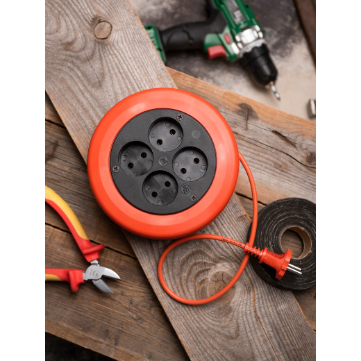 Удлинитель-рулетка 4*10 м без заземления ПВС 2*0,75 10А/2,3кВт PROxima EKF