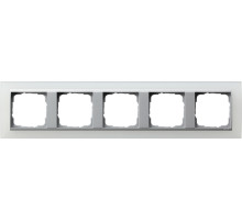 Gira Event Opaque Белый матовый/Алюминий Рамка 5-ая