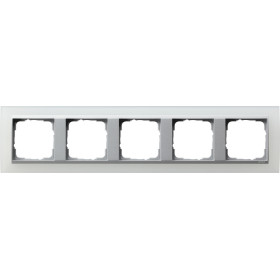 Gira Event Opaque Белый матовый/Алюминий Рамка 5-ая
