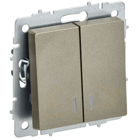 IEK BRITE Выключ. 2-кл. с инд. отел. 10А ВС10-2-9-БрШ шамп.