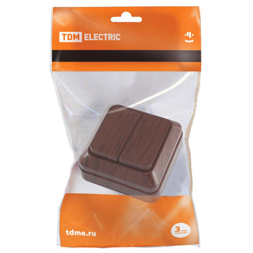 Выключатель 2-кл. открытой установки IP20 10А, бук 