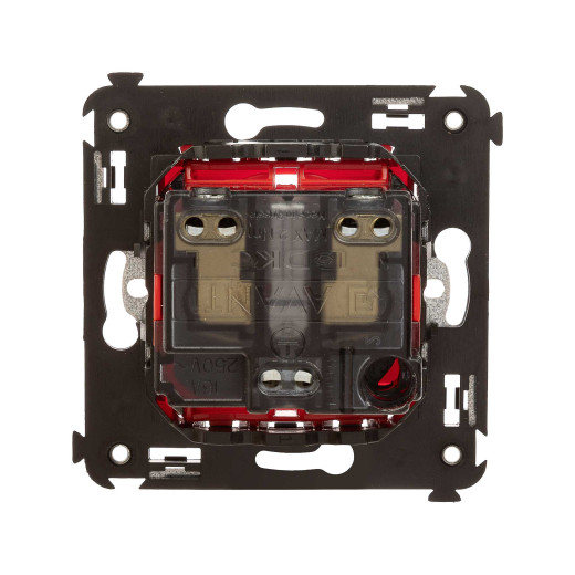 Розетка в стену, 2P+E, с з/ш, Avanti, красный квадрат
