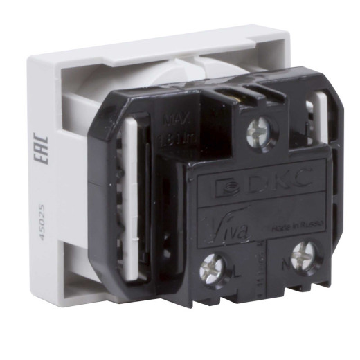 Розетка силовая 2Р+Е, со шторками, Viva, 2 мод., серая