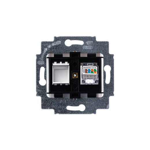 Розетка информационная ABB Levit RJ45 категория 5e и заглушка жемчуг