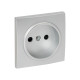 Валенсия лицевая панель розетки 1-местной б/з 10 А сталь с защ. штор. EKF PROxima