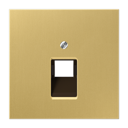 Крышка для одинарных телефонных и компьютерных розеток (UAE), фиксация винтом, металл, латунь classic, Messing