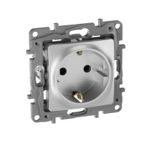Legrand Etika Алюминий Розетка с/з со шторками, винтовые клеммы, 16А, 250 В.