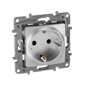 Legrand Etika Алюминий Розетка с/з со шторками, винтовые клеммы, 16А, 250 В.