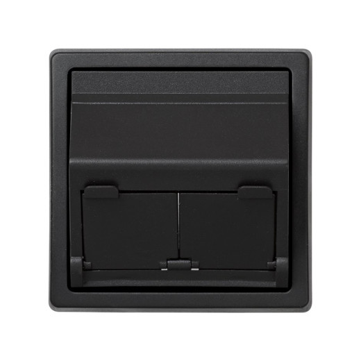 Simon 73 Графит Накладка 2-ой тлф/комп розетки(для 2-х коннекторов RJ45)