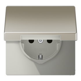 JUNG SCHUKO®-розетка 16 A / 250 B ~ с крышкой, нержавеющая сталь