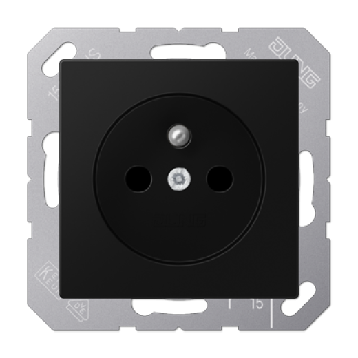 Розетка SCHUKO® 16A 250V с защитой от детей, франко-бельгийский стандарт, термопласт, черный матовый