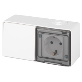 ЭРА Блок розетка с выключателем Эксперт 11-7501-01 IP55 16A-10AX-250В ОУ белый