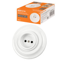 TDM Розетка скрытой установки фарфоровая 2П 10А 250В белая «Болонь»