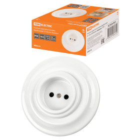 TDM Розетка скрытой установки фарфоровая 2П 10А 250В белая «Болонь»