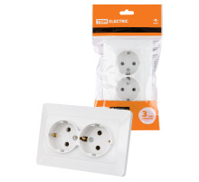 TDM Розетка двойная 2П+З 16А 250В белая 