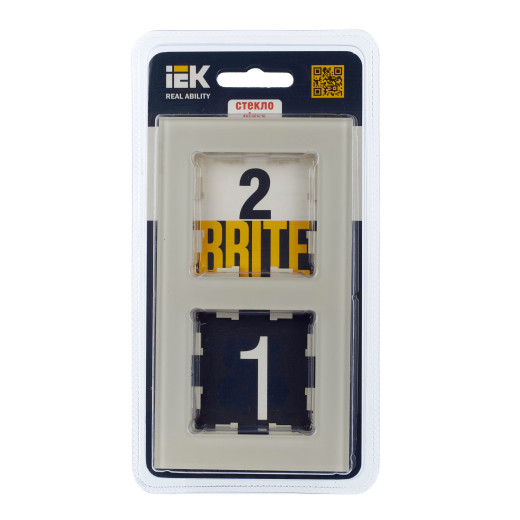 BRITE Рамка 2-мест. РУ-2-2-БрВа стекло ванильный IEK