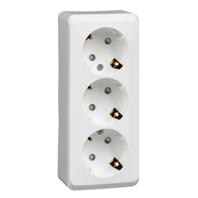 Systeme Electric Этюд наруж Бел Розетка 3-ая с/з со шторками 16А 250B