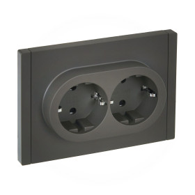 IEK FORTE&PIANO Серый Розетка 2-я с/з со шт безвинтовое крепление 16А FP323