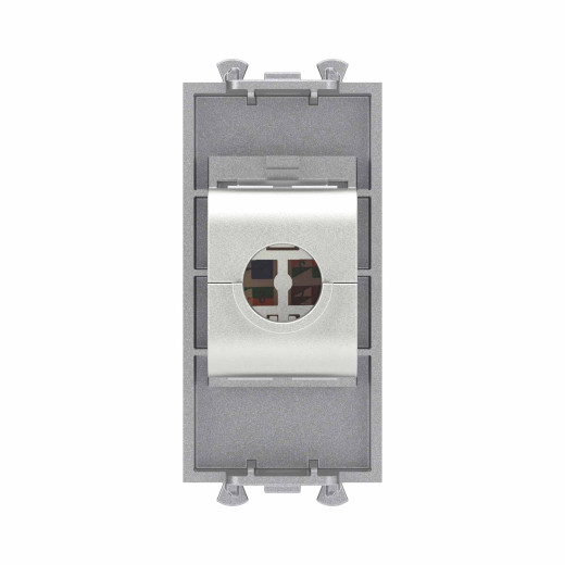 Компьютерная розетка RJ-45 без шторки модульная, кат.6А экранированная, Avanti, закаленная сталь, 1 модуль