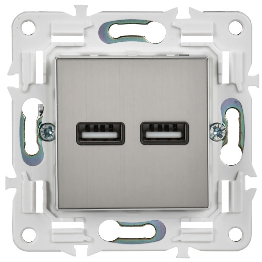 SKANDY Роз. USB A+A 3,1А SK-R15N никель IEK