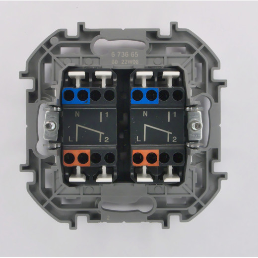 Переключатель двухклавишный с подсветкой - Legrand Inspiria - 10A 250В безвинтовые зажимы - белый