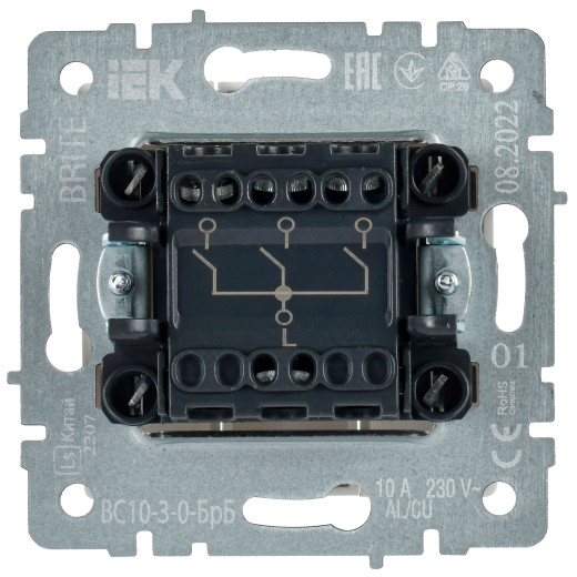 BRITE Выключ. 3-кл. 10А ВС10-3-0-БрБ бел. IEK