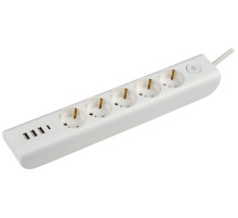 IEK MODERN Удлинитель У05В с/з 2м 3х1мм2 16А/250В USBх4 бел.