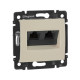Розетка компьютерная двойная RJ45 категория 5e UTP - Legrand Valena - с захватами - слоновая кость