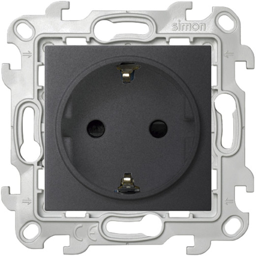 Розетка 2К+3 Sсhuko с защитными шторками, графит