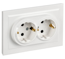 IEK BRITE Белый Розетка 2-я с з/к/ш 16А в сборе РСш12-3-БрБ