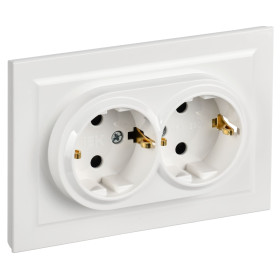 IEK BRITE Белый Розетка 2-я с з/к/ш 16А в сборе РСш12-3-БрБ
