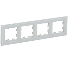 IEK BRITE DECOR Белый глянец стекло Рамка 4-м РУ-4-2-БрБ