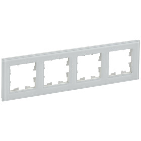 IEK BRITE DECOR Белый глянец стекло Рамка 4-м РУ-4-2-БрБ