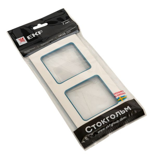 Стокгольм Рамка 2-местная белая с линией цвета синий EKF PROxima