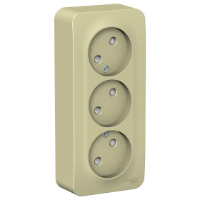 Systeme Electric Blanca наруж Беж Розетка 3-ая б/з со шторками, изолир. пластина 16А, 250В