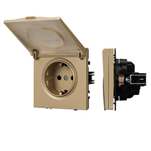 Механизм розетки влагозащищённый SCT-NOBE-MCP-SFPL-GD (230V, 16A) (Arlight, Золотой песок)
